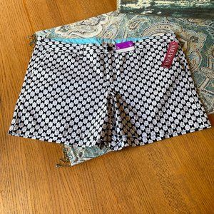 Merona chinos style shorts NWT Black gray white geometric print, side pockets 16